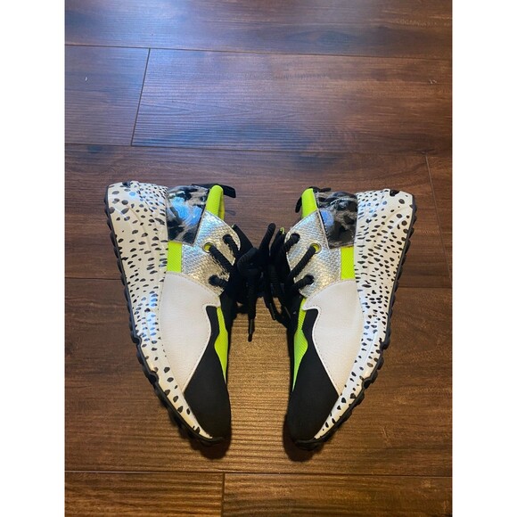 Steve Madden Cliff Platform Heel Sneakers Neon Green Yellow Leopard Womens 8 - Picture 1 of 9